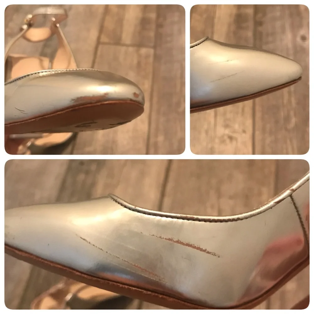 CHLOE leather slingback metallic pumps - Picture 9 of 9